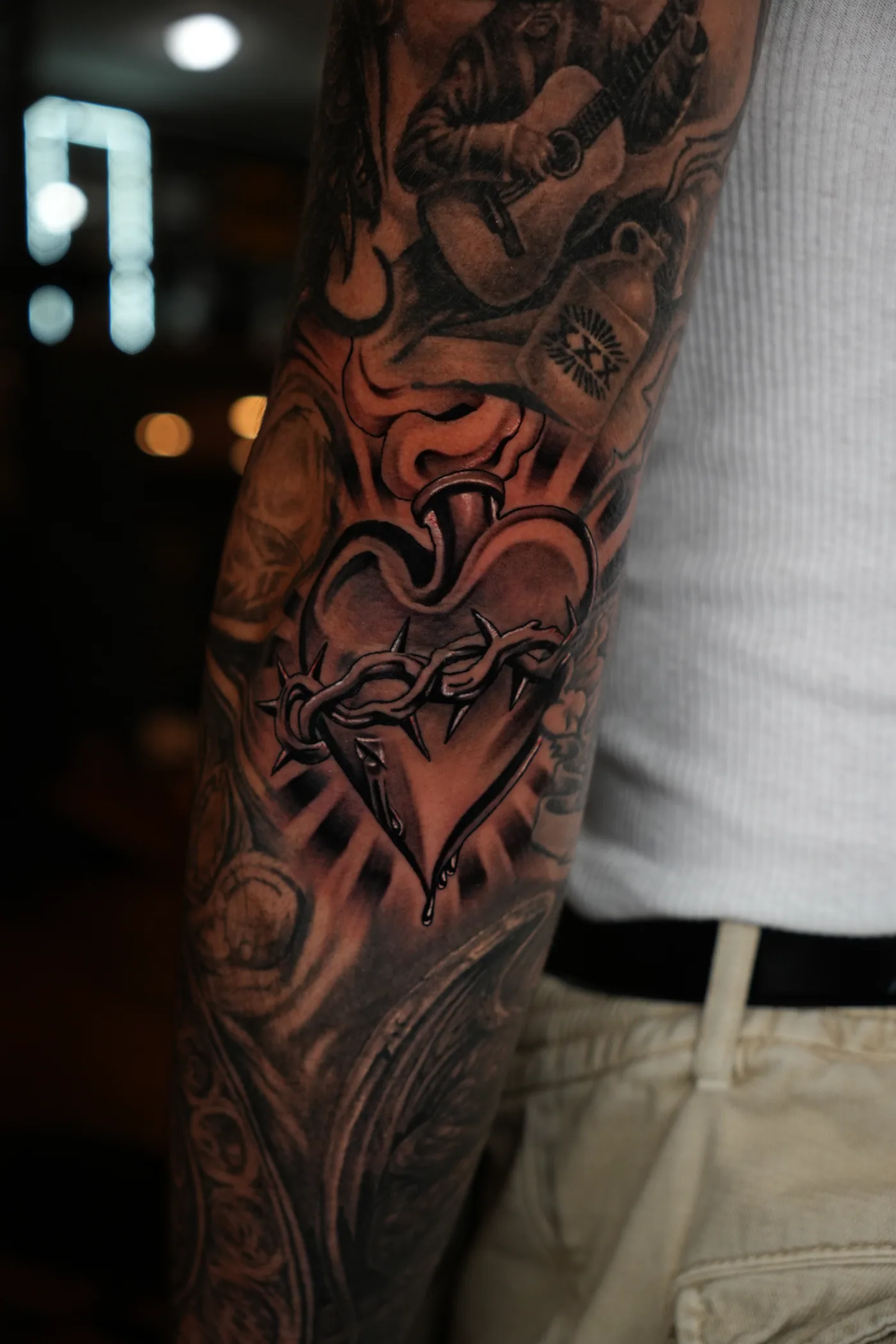 Ornamental forearm tattoo by Eddie Gonzalez