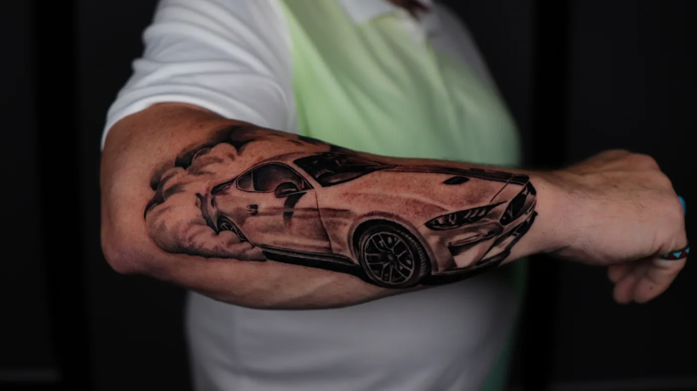 Custom forearm piece tattoo by Eddie Gonzalez