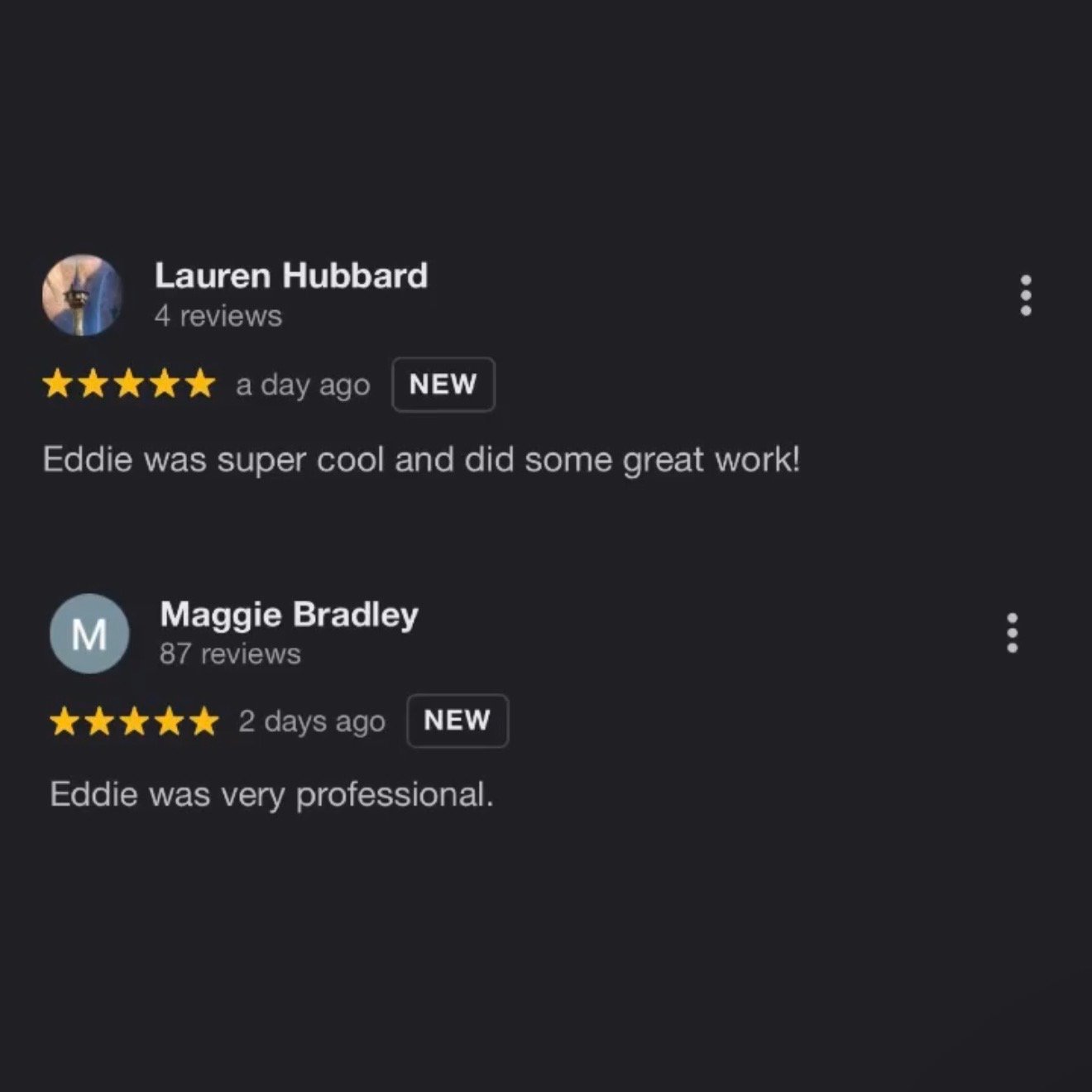 Review screenshot from Lauren Hubbard